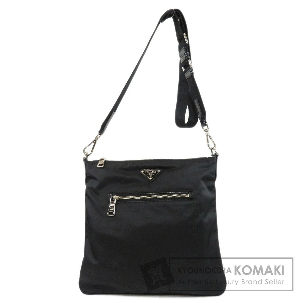 Prada Tessuto Messenger Crossbody Bag black leather trim